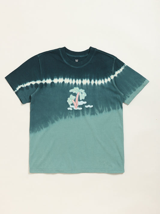 Y&F Kids Teal Tie-Dye Print T-Shirt