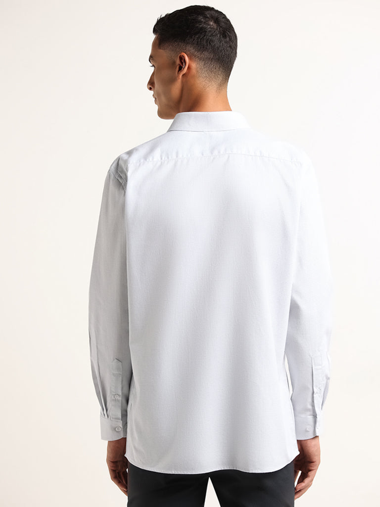 WES Formals White Printed Cotton Relaxed-Fit Shirt