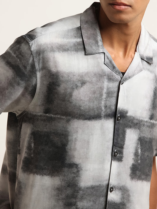 Nuon Grey Abstract Printed Relaxed Fit Shirt