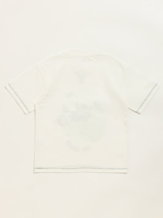 HOP Kids Off-White Textured T-Shirt