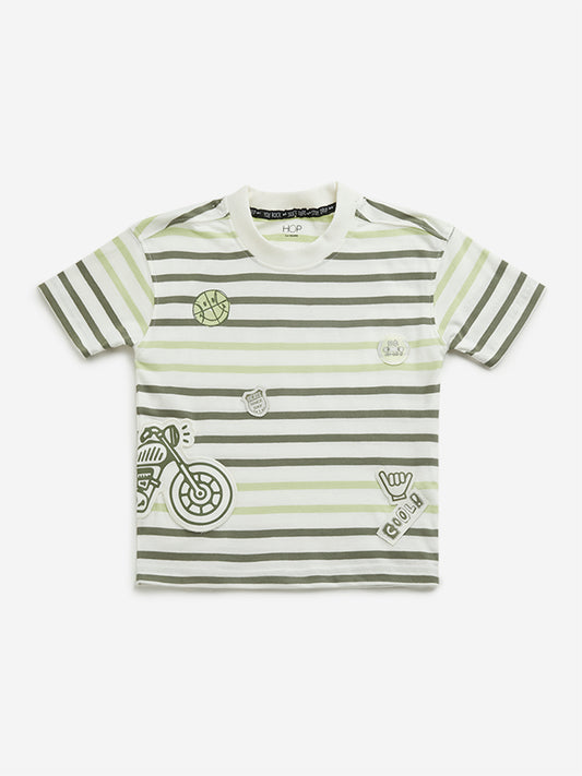 HOP Kids Off-White Striped T-Shirt
