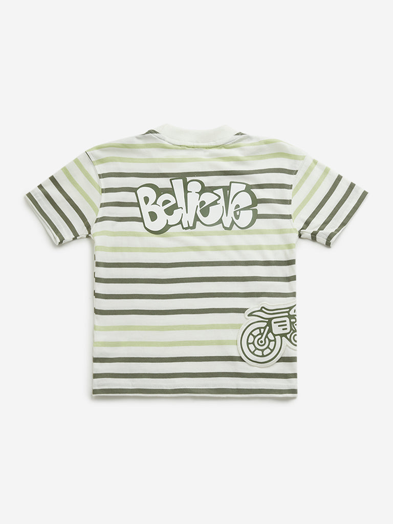 HOP Kids Off-White Striped T-Shirt