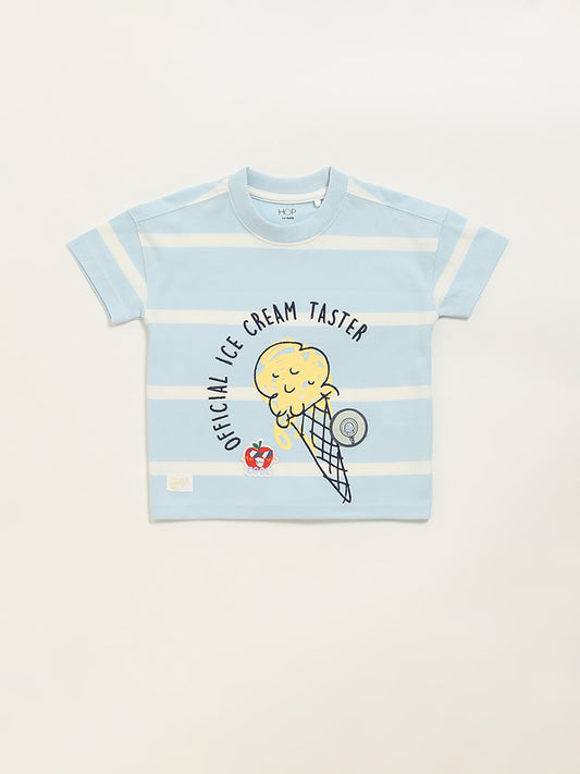 HOP Kids Light Blue Ice-Cream Design T-Shirt