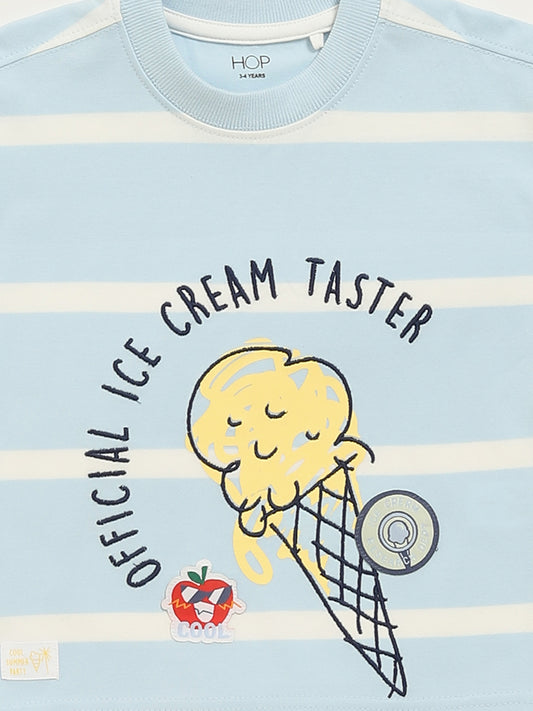 HOP Kids Light Blue Ice-Cream Design T-Shirt