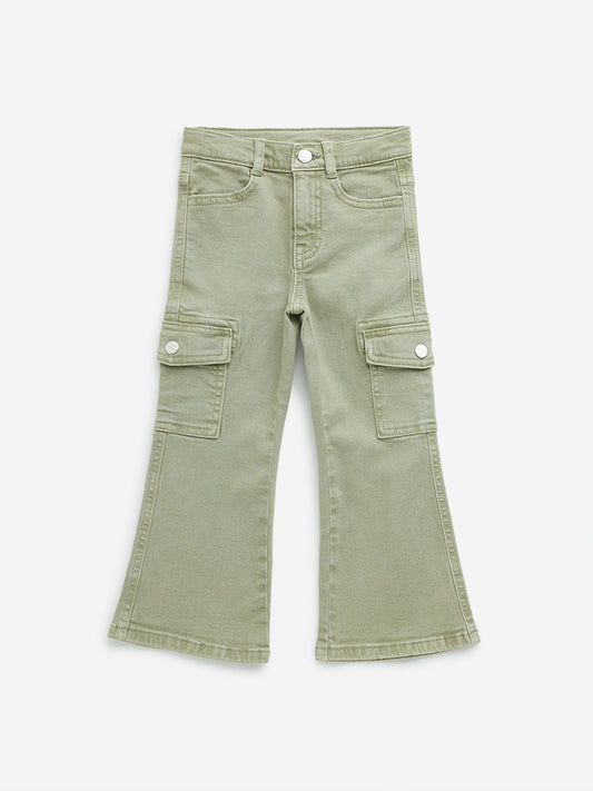 HOP Kids Sage Mid-Rise Cotton Blend Bootcut Jeans