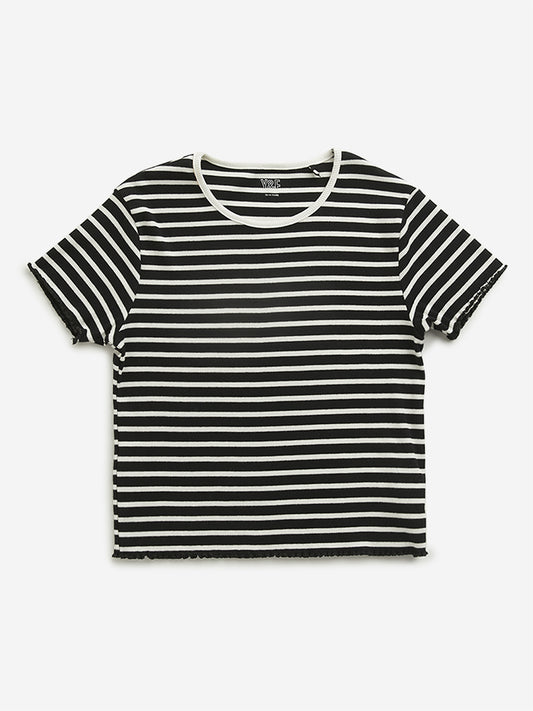 Y&F Kids Black Sailor Striped T-Shirt
