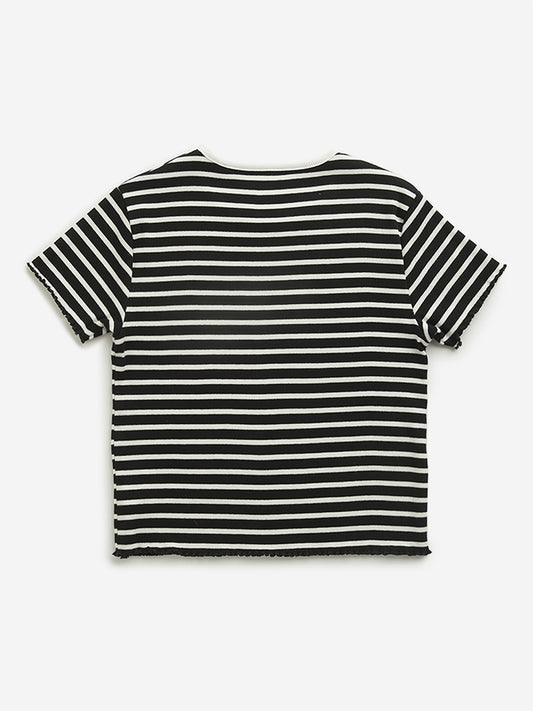 Y&F Kids Black Striped T-Shirt