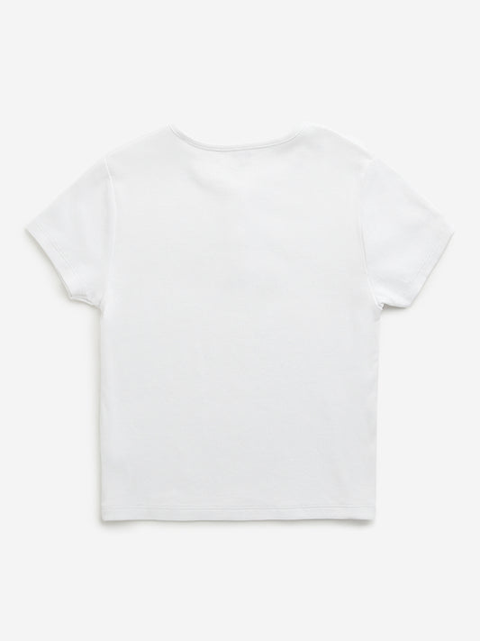Y&F Kids White Ribbed T-Shirt