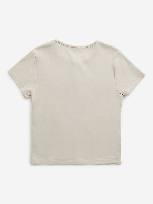 Y&F Kids Beige Ribbed T-Shirt