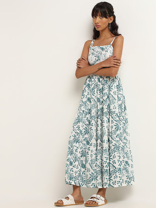 Bombay Paisley Blue Printed Tiered Dress