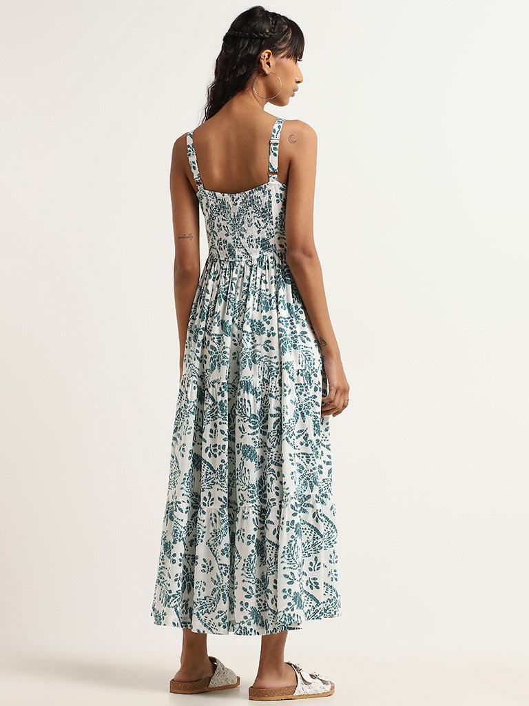 Bombay Paisley Blue Printed Tiered Dress
