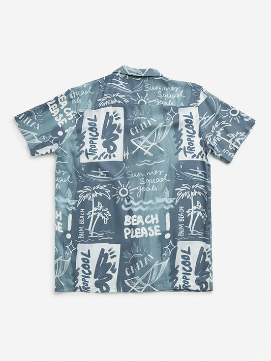 Y&F Kids Teal Tropical Inspired Shirt