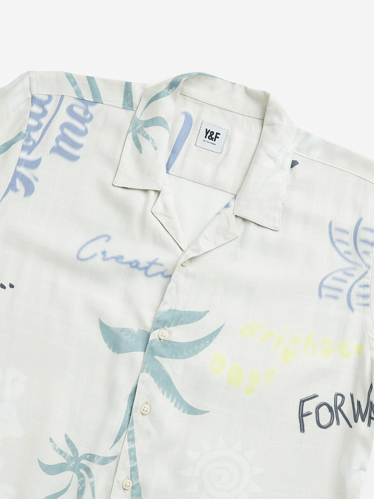 Y&F Kids Beige Tropical Printed Shirt