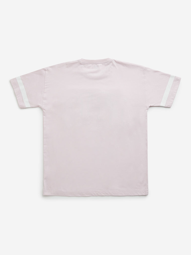 Y&F Kids Pink Text Embroidered T-Shirt