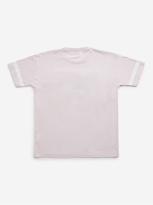 Y&F Kids Pink Text Embroidered T-Shirt