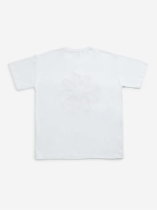Y&F Kids White Floral Patterned T-Shirt