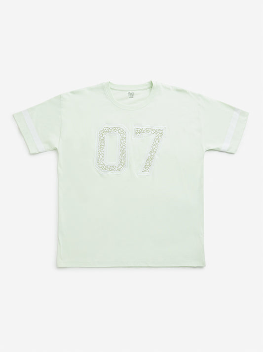 Y&F Kids Green Numerical Printed T-Shirt