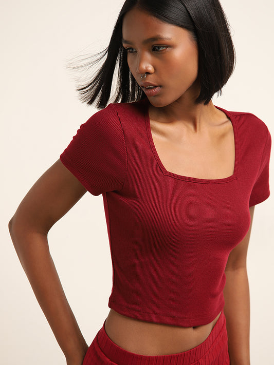 Superstar Red Ribbed T-shirt