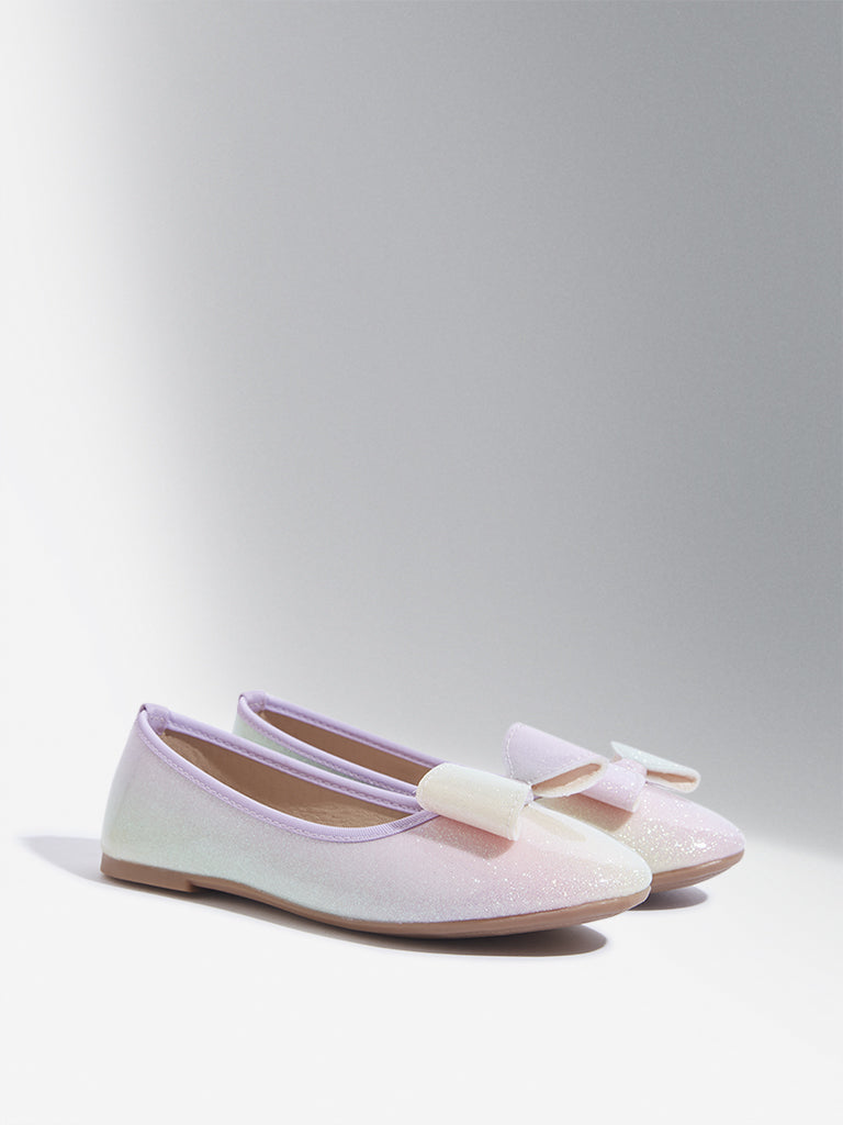 Westside Yellow Kids Multicolour Glitter Ballerina for Casual Wear Front View