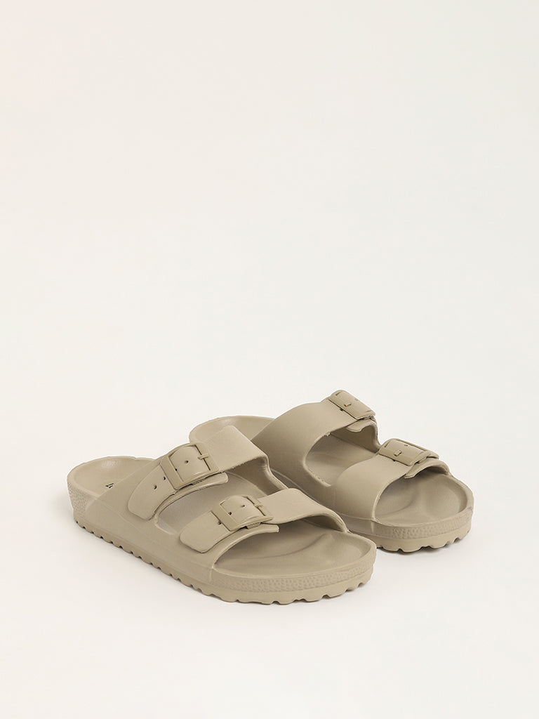 Buy LUNA BLU Taupe Double Band Flip-Flops from Westside