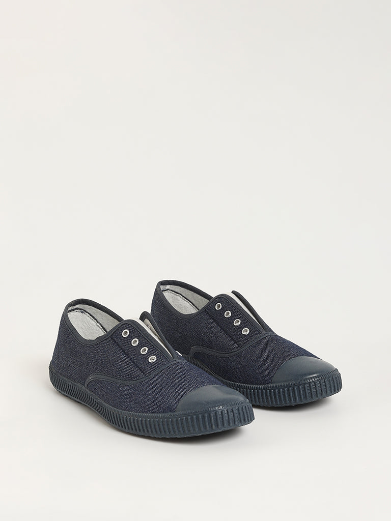 LUNA BLU Blue Denim Slip-On Canvas Shoes