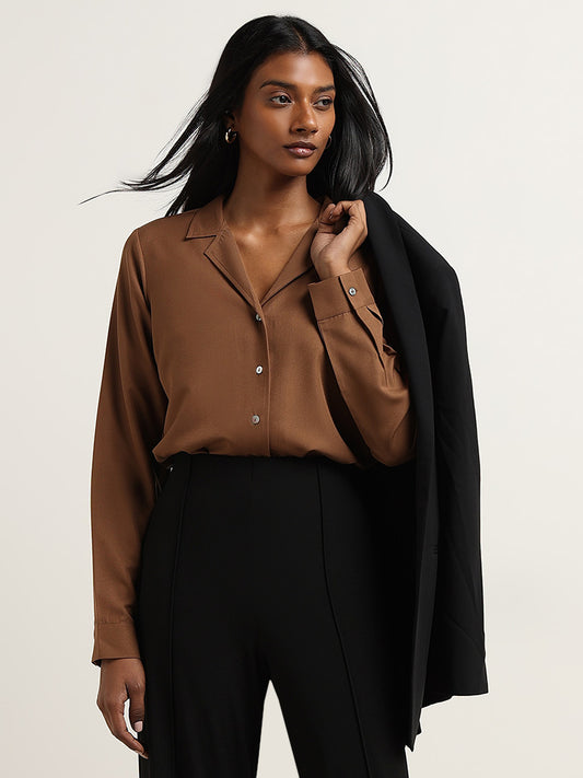 Wardrobe Dark Brown Solid Shirt