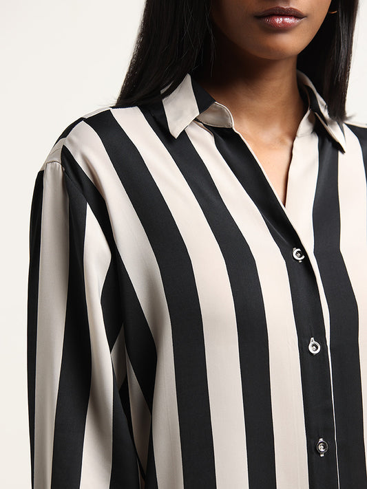Wardrobe Grey & Black Striped Shirt