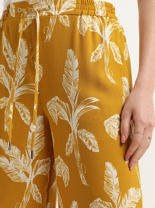Wardrobe Yellow Leaf-Print Pants