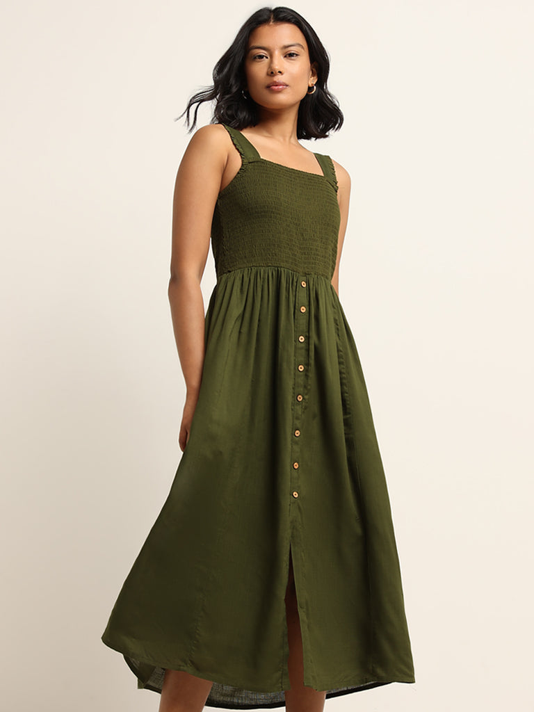 LOV Green Strappy Maxi Dress