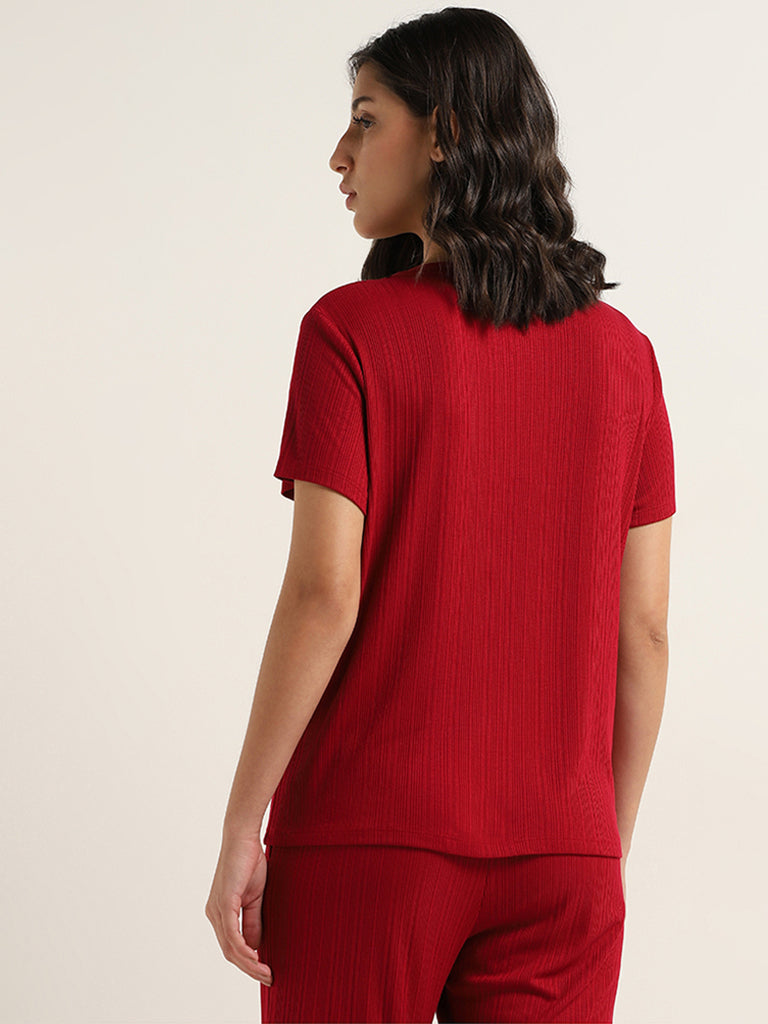Wunderlove Red Ribbed Supersoft Top