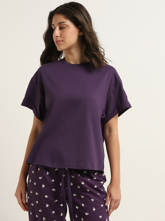 Wunderlove Dark Purple Solid T-Shirt