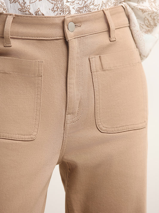 LOV Beige Flared Fit High Rise Jeans