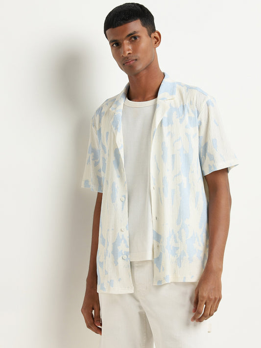 Nuon Blue Abstract Print Relaxed Fit Shirt