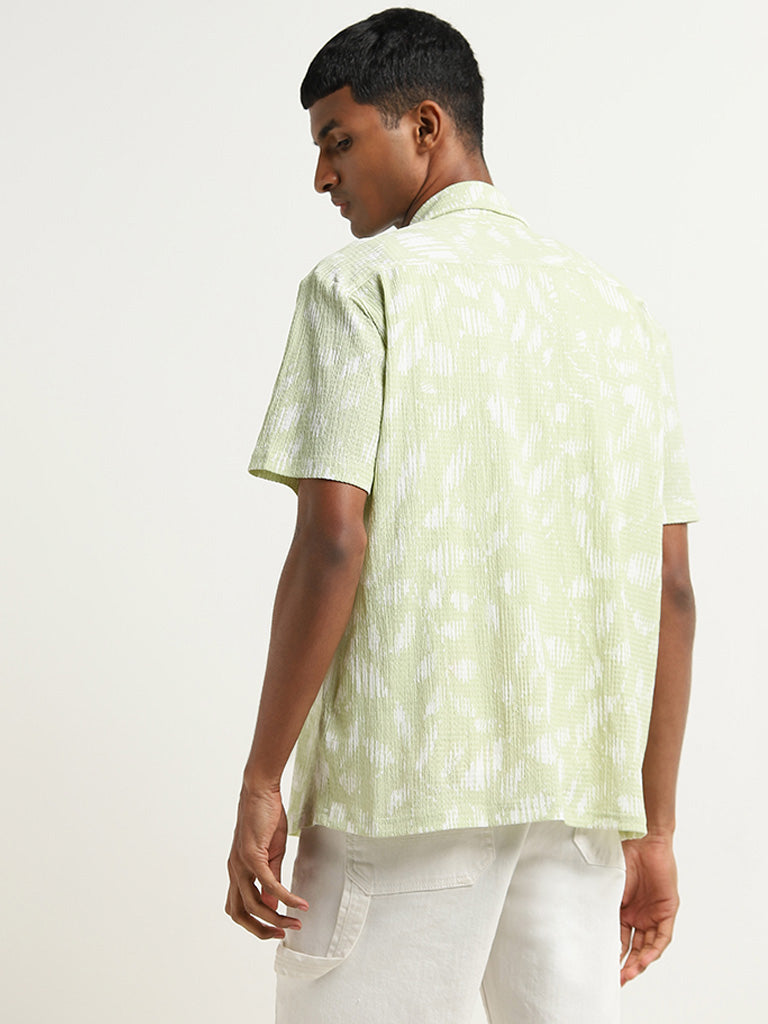 Nuon Light Sage Abstract Printed Relaxed Fit Shirt