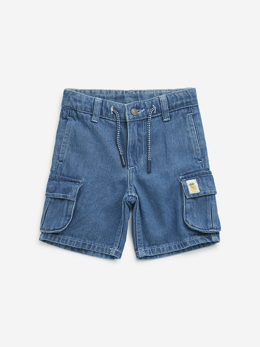 HOP Kids Blue Mid-Rise Denim Shorts