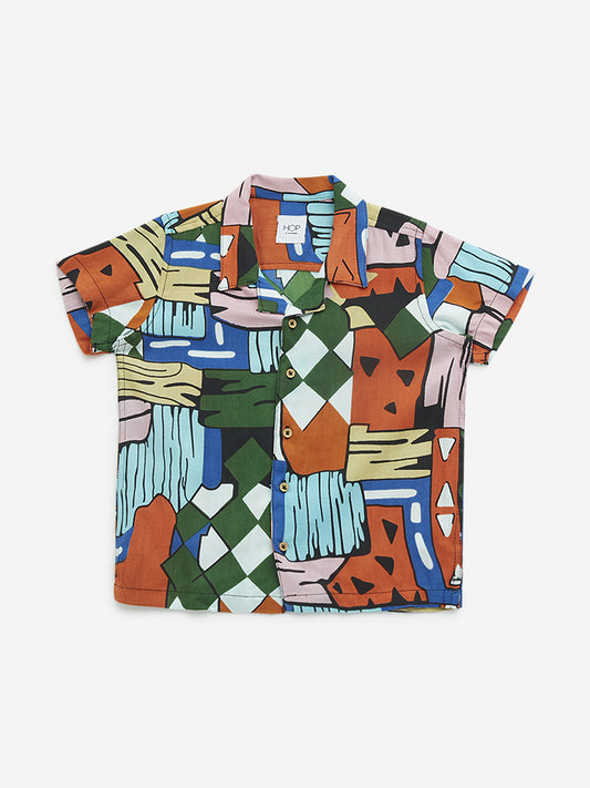 HOP Kids Multicolour Abstract Design Cotton Shirt