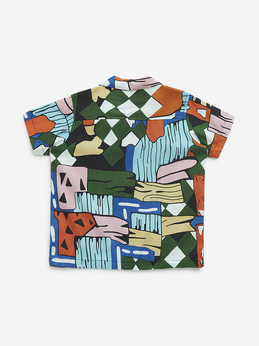 HOP Kids Multicolour Abstract Design Cotton Shirt