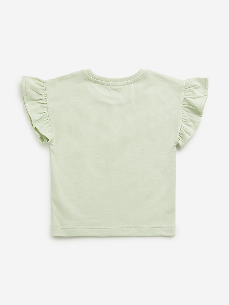HOP Kids Sage Text Design Cotton Top