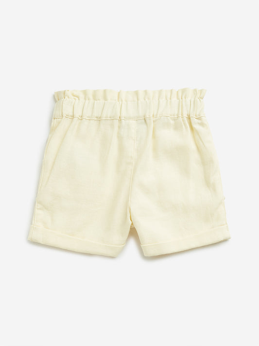 HOP Kids Light Yellow Mid Rise Denim Shorts