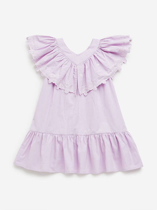 HOP Kids Lilac Ruffle Design Tiered Cotton Dress