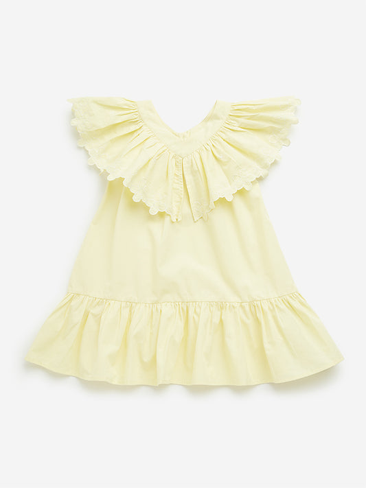 HOP Kids Yellow Ruffle Design Tiered Cotton Dress