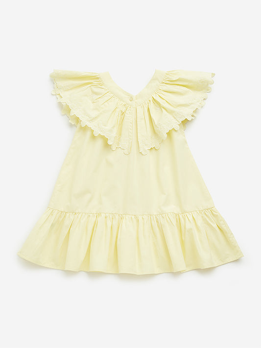 HOP Kids Yellow Ruffle Design Tiered Cotton Dress