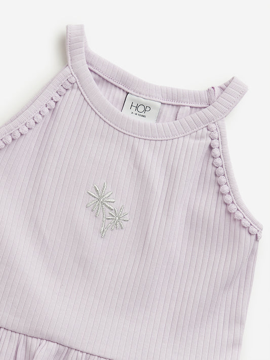 HOP Kids Lilac Ribbed Textured Casual Dress