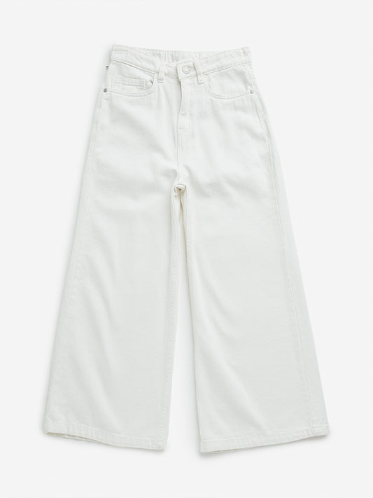 Y&F Kids White Wide Leg - Fit High - Rise Jeans