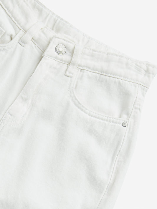 Y&F Kids White Wide Leg - Fit High - Rise Jeans