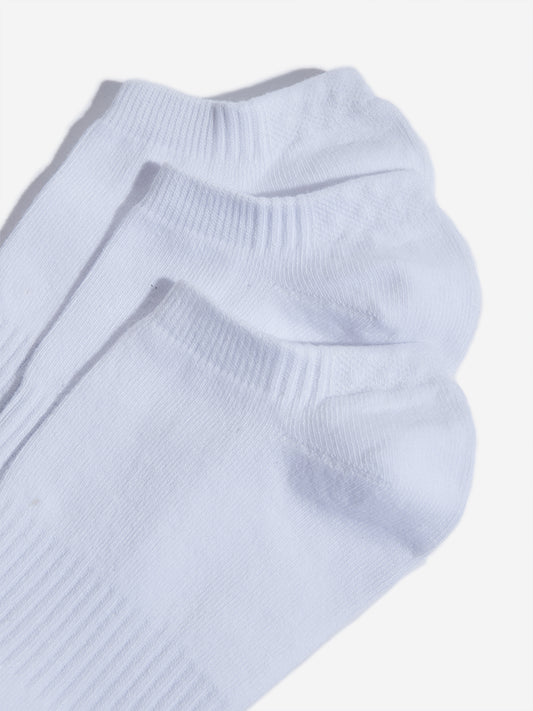 WES Lounge White Solid Socks - Pack of 3