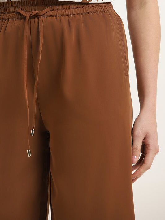 Wardrobe Brown Wide-Leg Fit Trousers