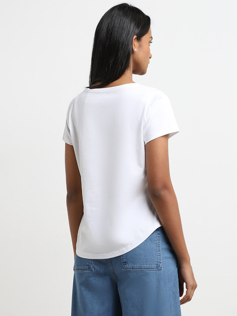 LOV White Text Embroidered T-Shirt