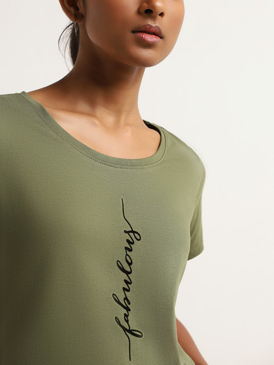 LOV Green Printed T-Shirt