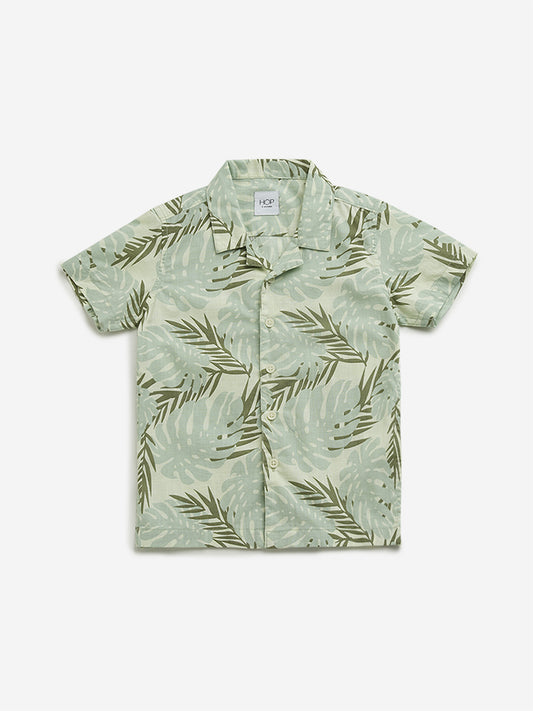 HOP Kids Sage Leaf Pattern Shirt